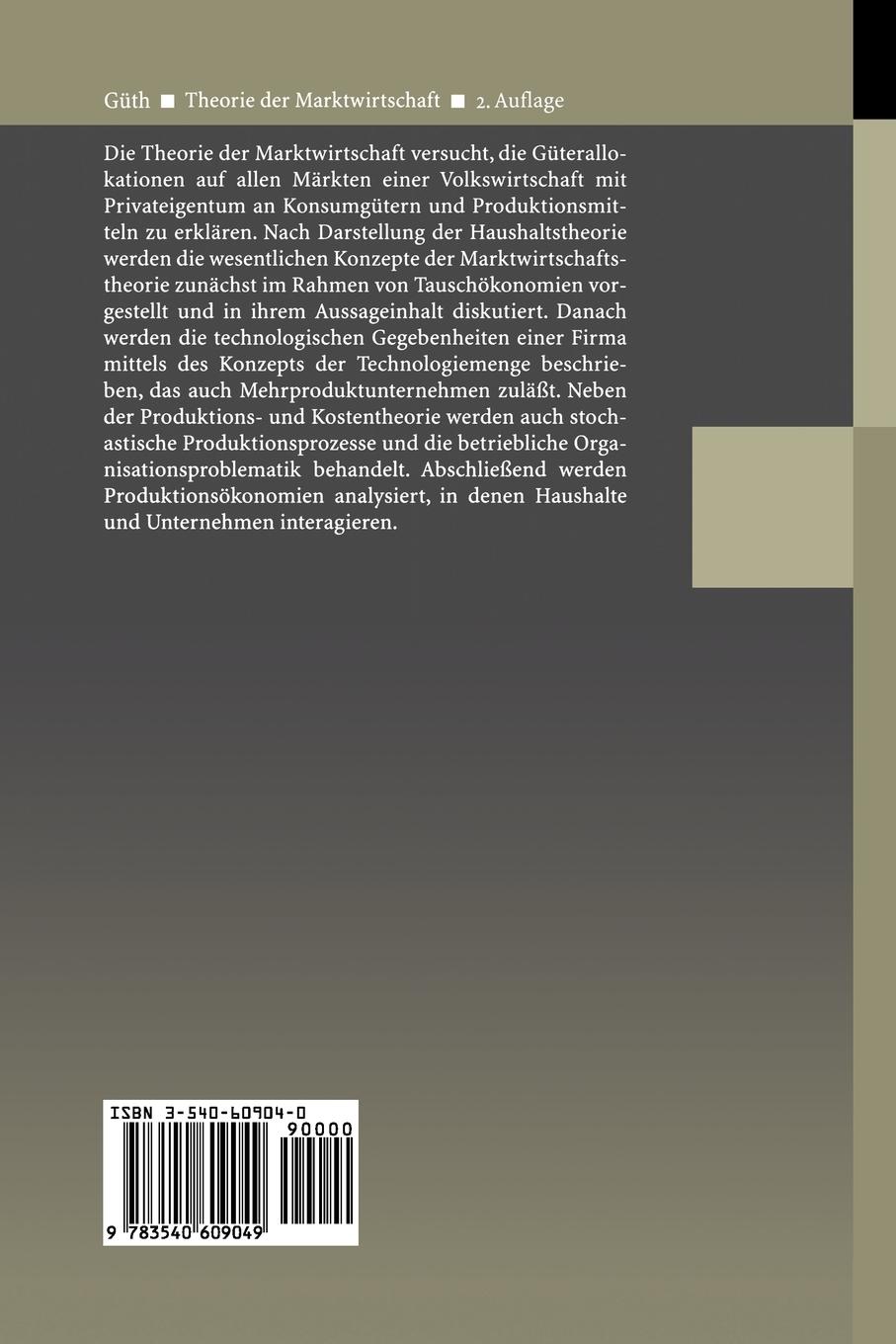 Rückseitencover Theorie der Marktwirtschaft