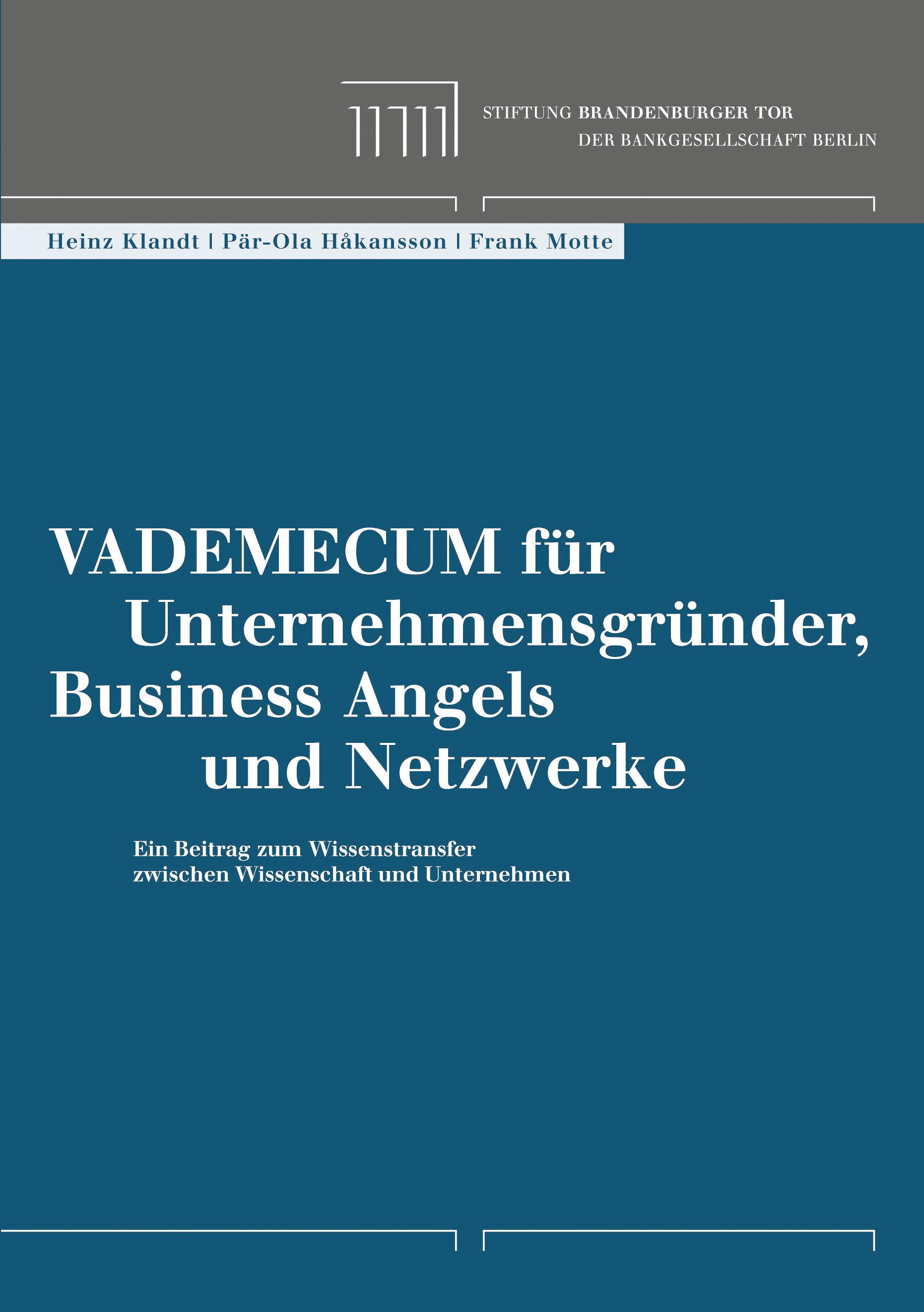 Vorderes Coverbild Vademecum für Unternehmensgründer, Business Angels und Netzwerke