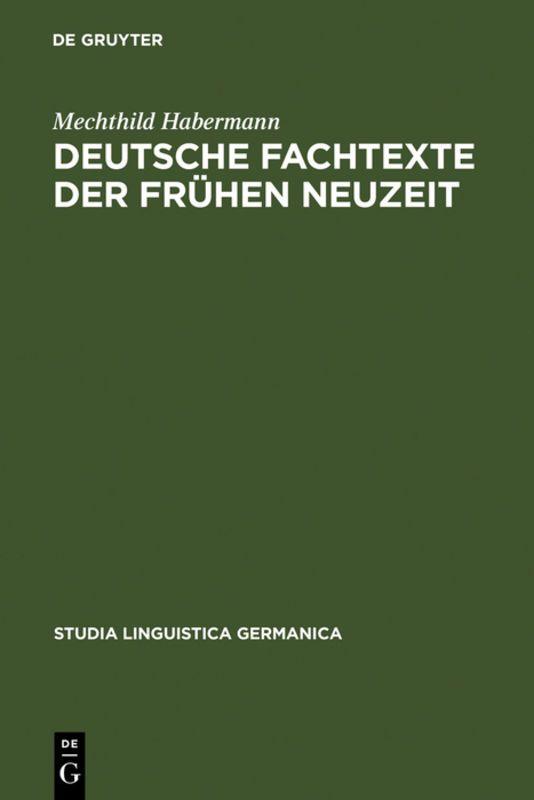 Vorderes Coverbild Deutsche Fachtexte der frühen Neuzeit