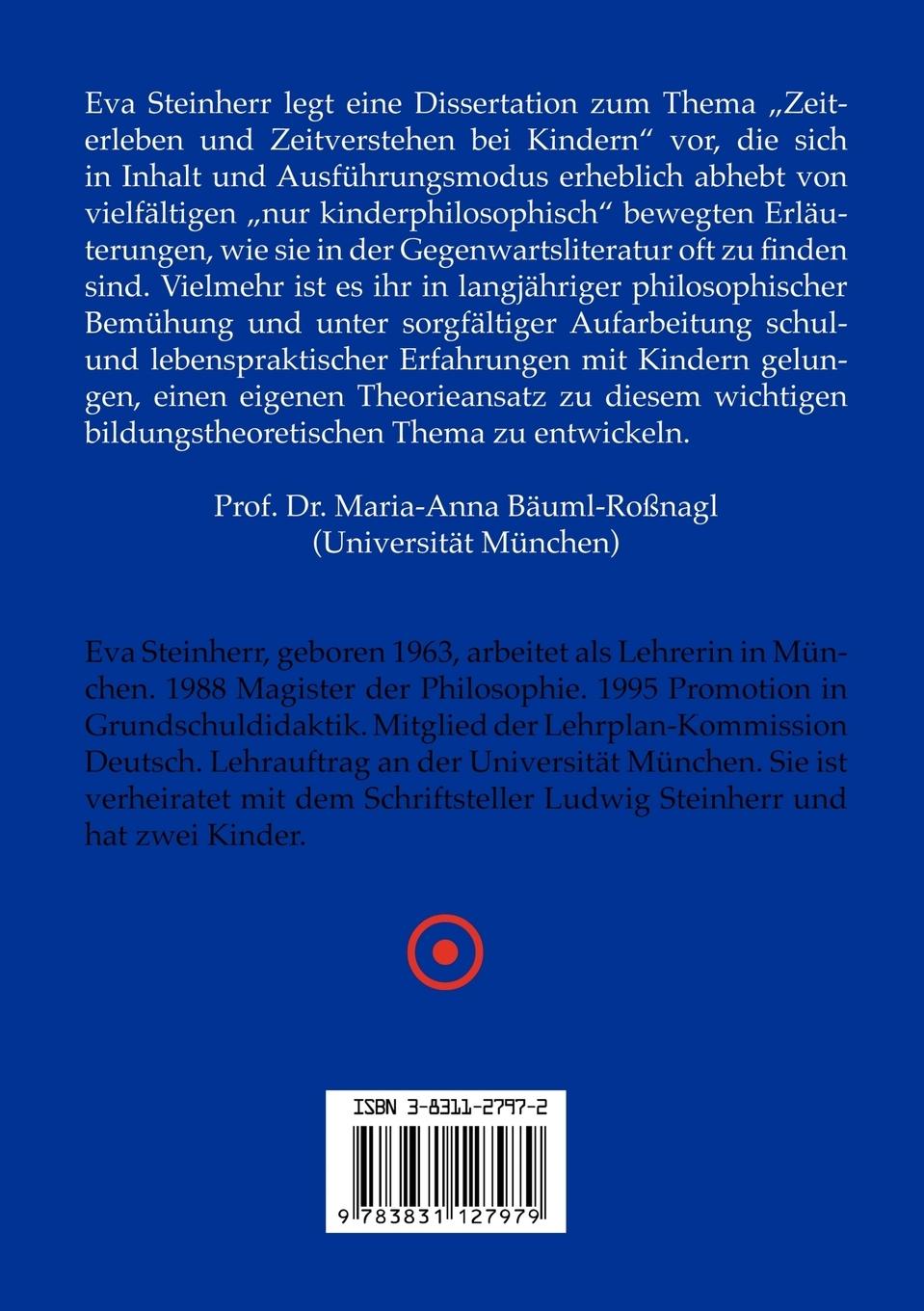 Rückseitencover Zeiterleben und Zeitverstehen bei Kindern