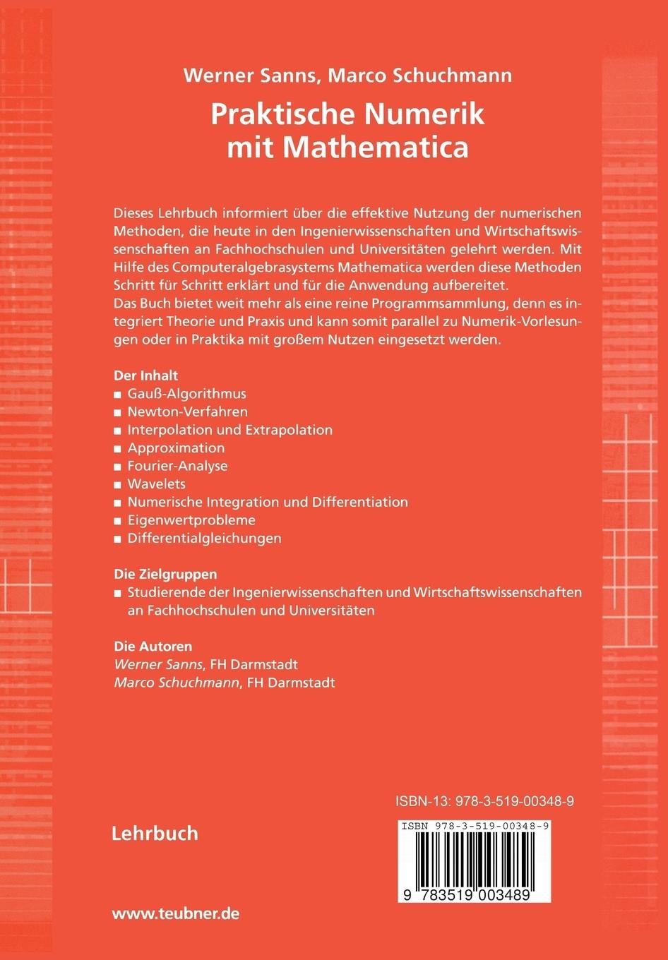 Rückseitencover Praktische Numerik mit Mathematica
