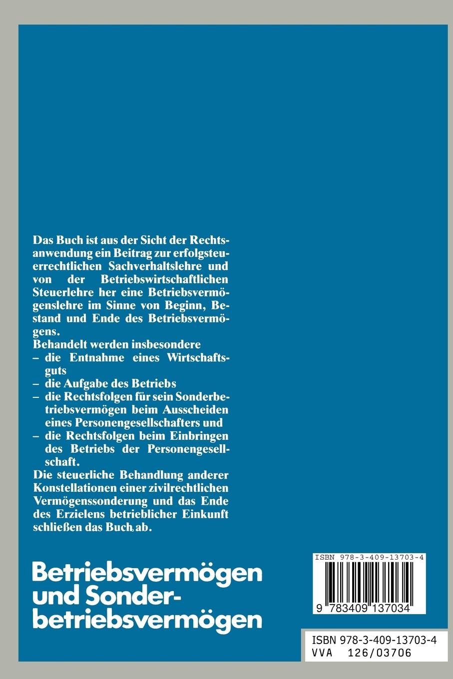 Rückseitencover Betriebsvermögen und Sonderbetriebsvermögen