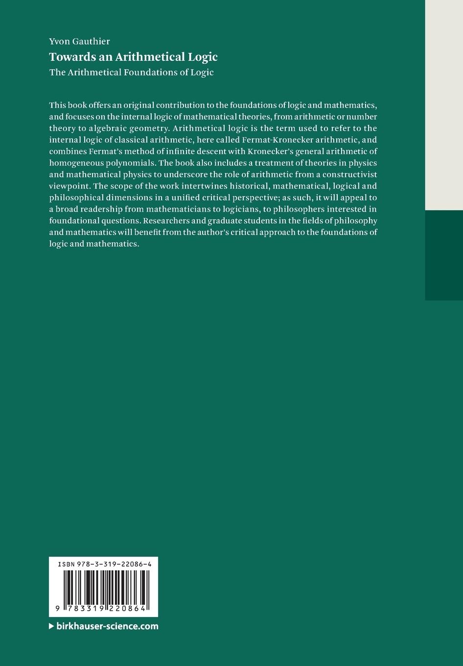 Rückseitencover Towards an Arithmetical Logic