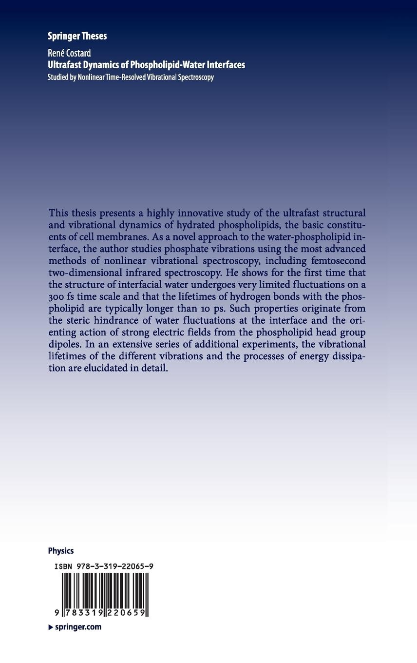Rückseitencover Ultrafast Dynamics of Phospholipid-Water Interfaces