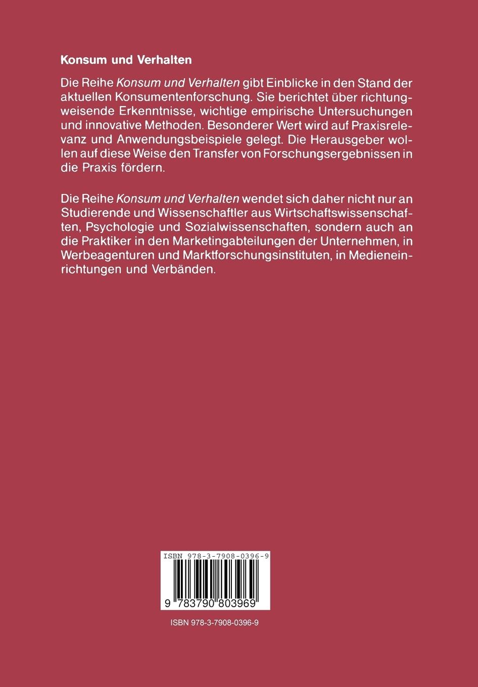 Rückseitencover Die Messung bildhafter Konsumerlebnisse
