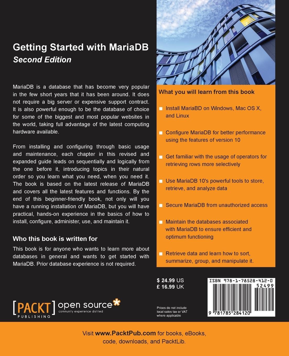 Rückseitencover Getting Started with MariaDB - Second Edition