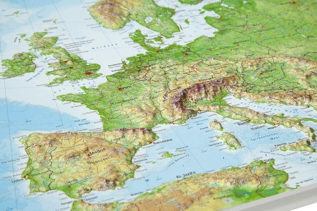 Beispielinhalt (Bild) Relief Europa 1:16 MIO mit Holzrahmen