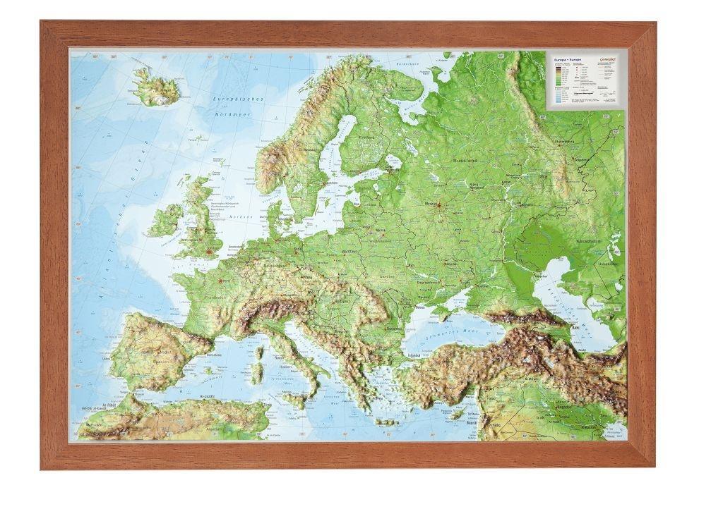 Vorderes Coverbild Relief Europa 1:16 MIO mit Holzrahmen