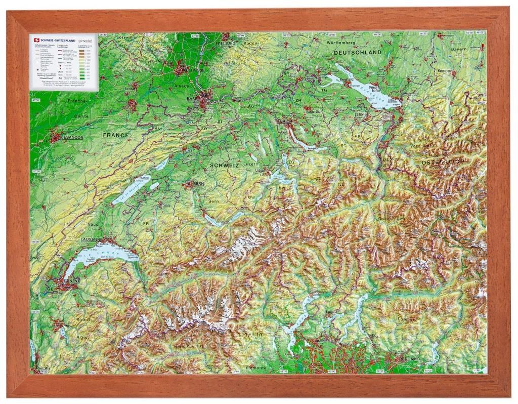 Vorderes Coverbild Relief Schweiz klein 1:1 MIO mit Holzrahmen