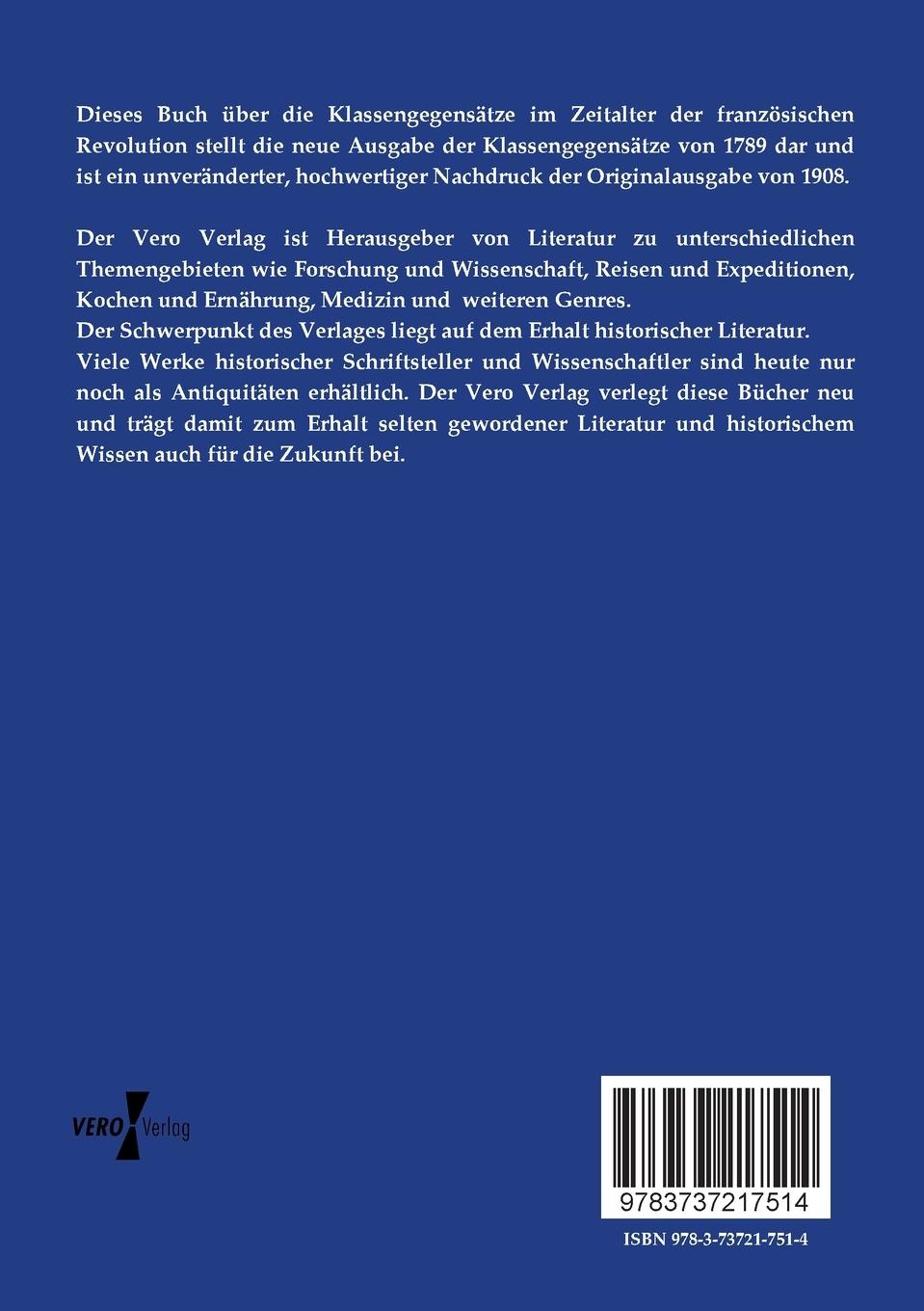 Rückseitencover Die Klassengegensätze im Zeitalter der französischen Revolution