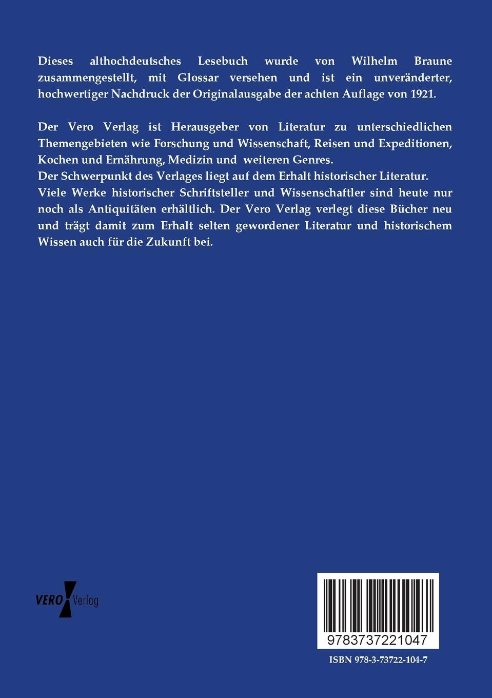 Rückseitencover Althochdeutsches Lesebuch