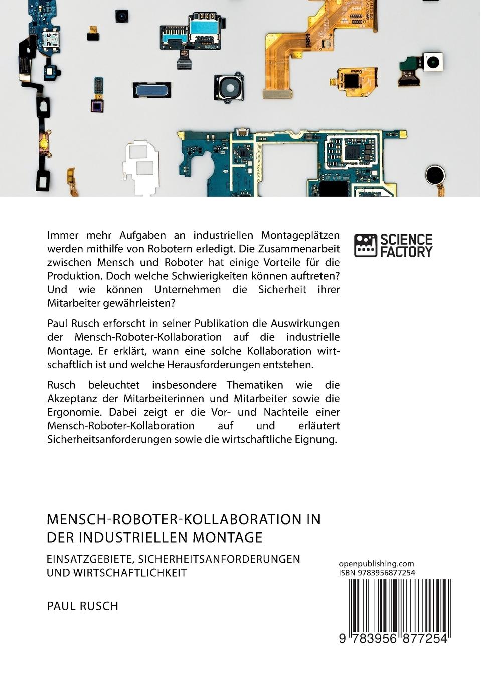 Rückseitencover Mensch-Roboter-Kollaboration in der industriellen Montage. Einsatzgebiete, Sicherheitsanforderungen und Wirtschaftlichkeit