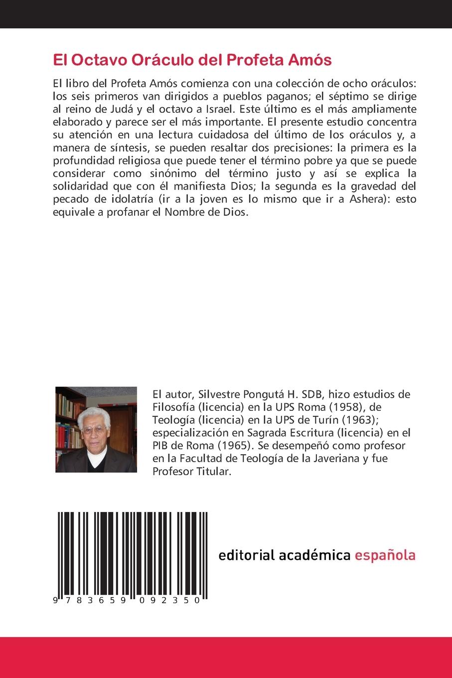 Rückseitencover El Octavo Oráculo del Profeta Amós