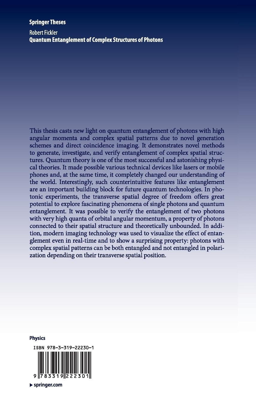 Rückseitencover Quantum Entanglement of Complex Structures of Photons