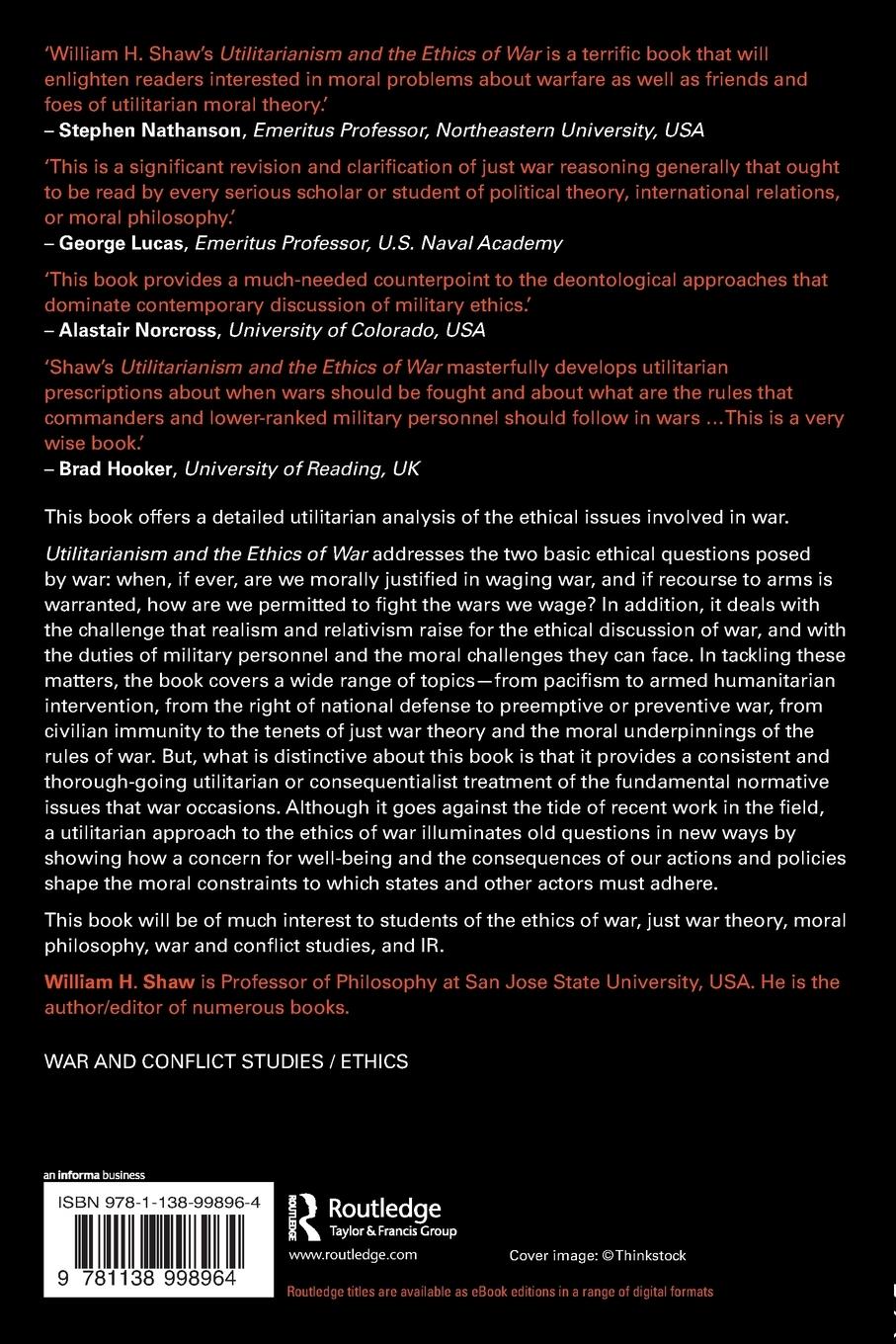 Rückseitencover Utilitarianism and the Ethics of War