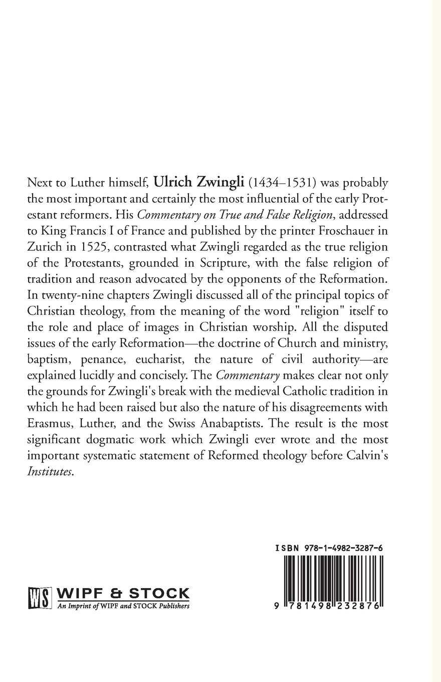 Rückseitencover Commentary on True and False Religion