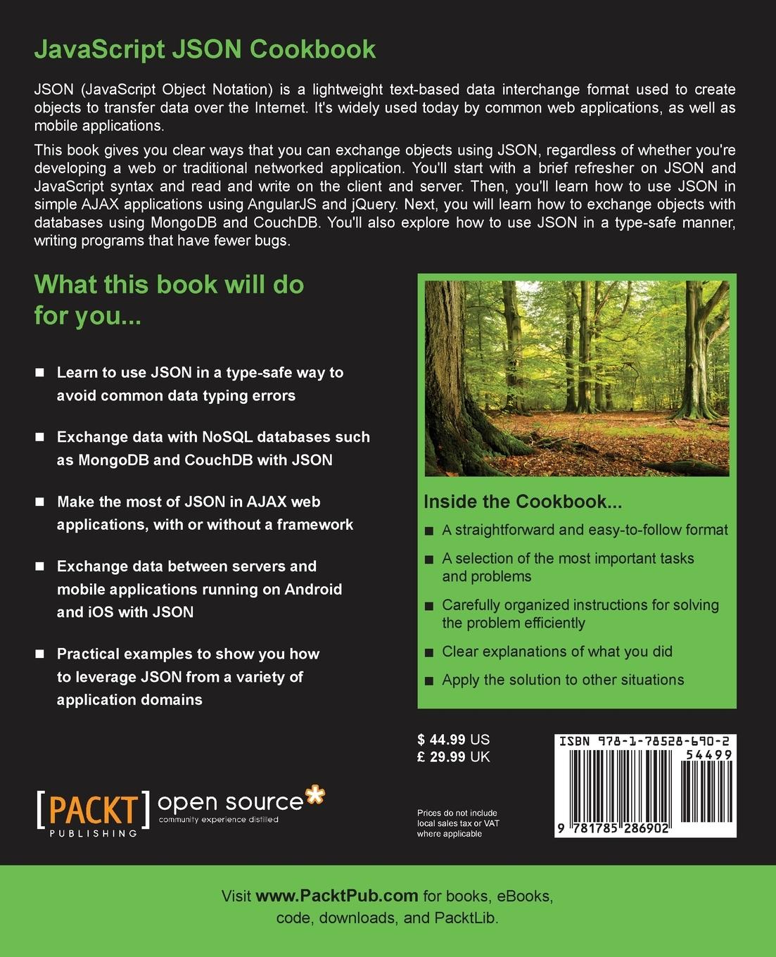 Rückseitencover JavaScript JSON Cookbook