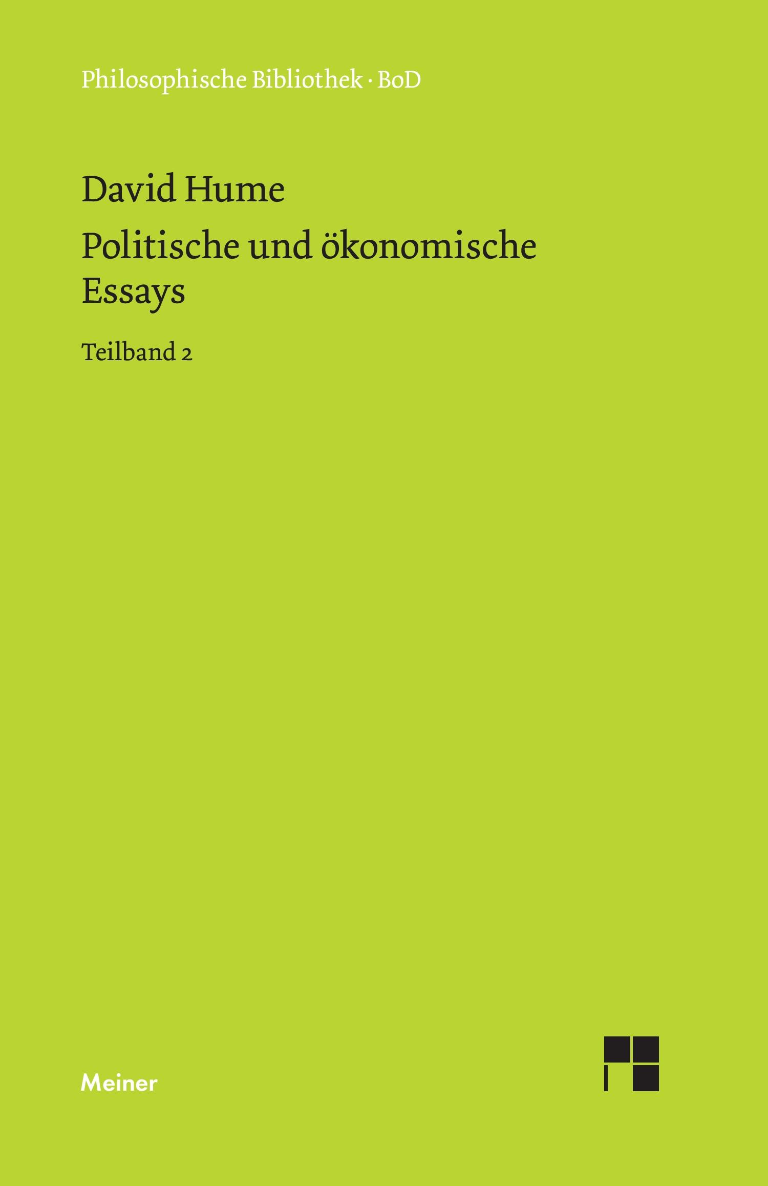 Vorderes Coverbild Politische und ökonomische Essays / Politische und ökonomische Essays