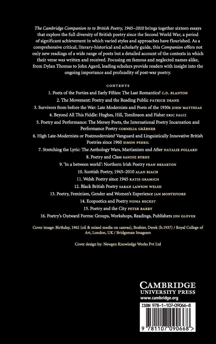 Rückseitencover The Cambridge Companion to British Poetry, 1945-2010