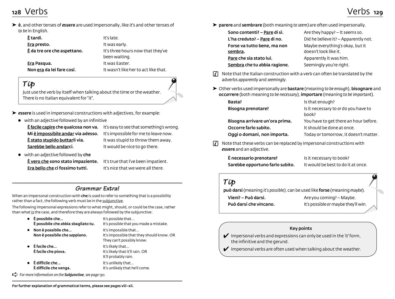 Beispielinhalt (Bild) Easy Learning Italian Grammar
