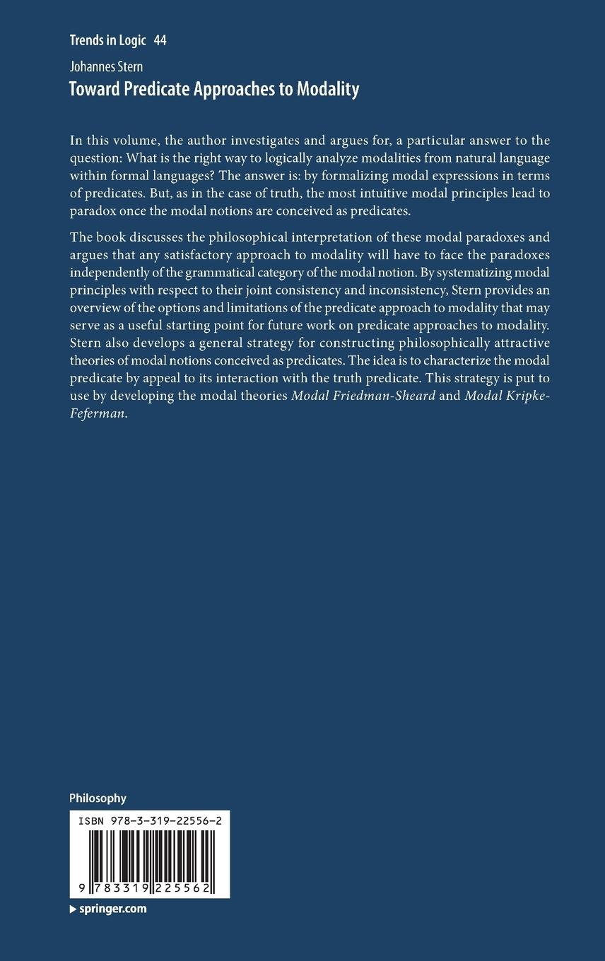 Rückseitencover Toward Predicate Approaches to Modality