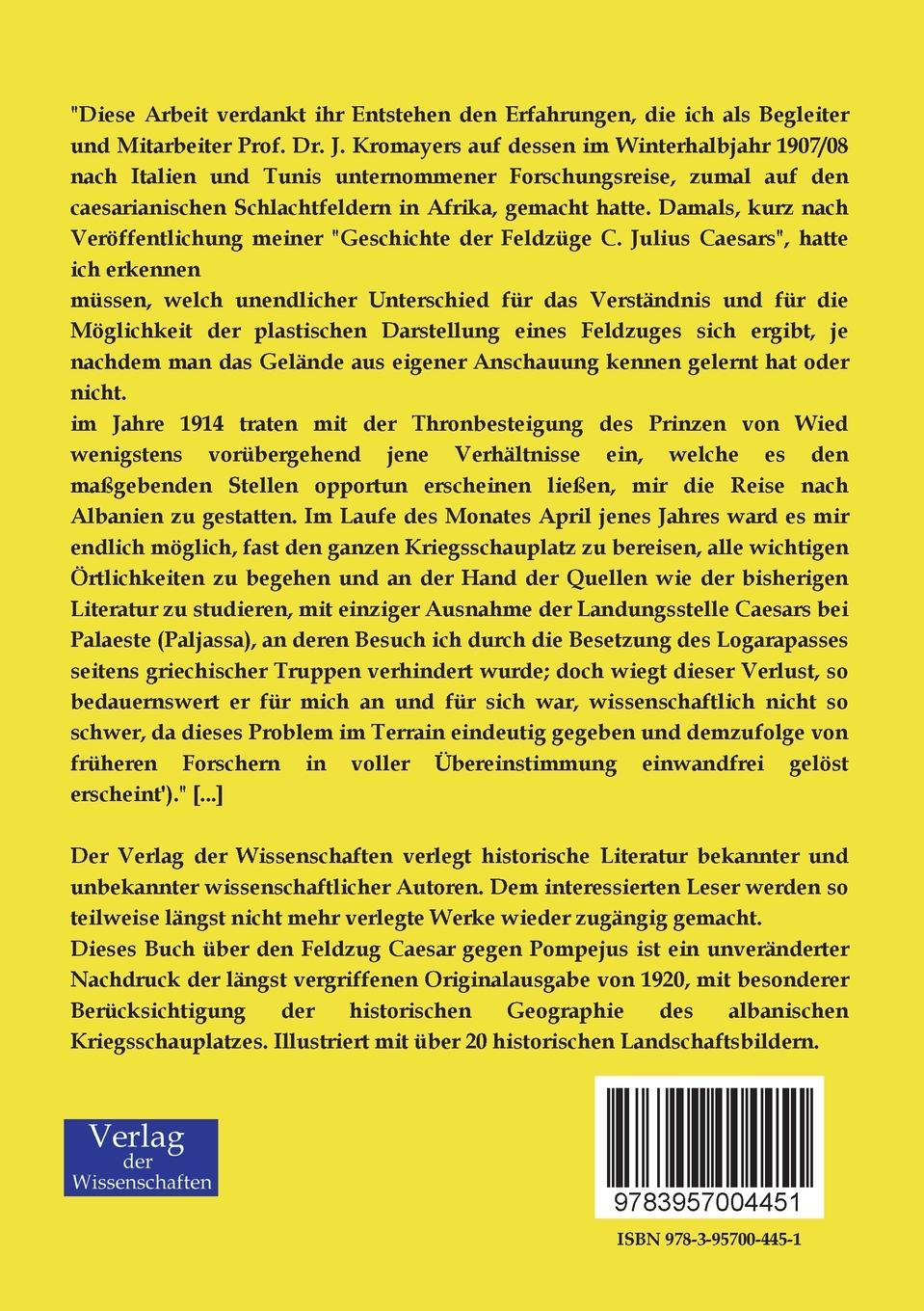 Rückseitencover Der Feldzug von Dyrrhachium zwischen Caesar und Pompejus