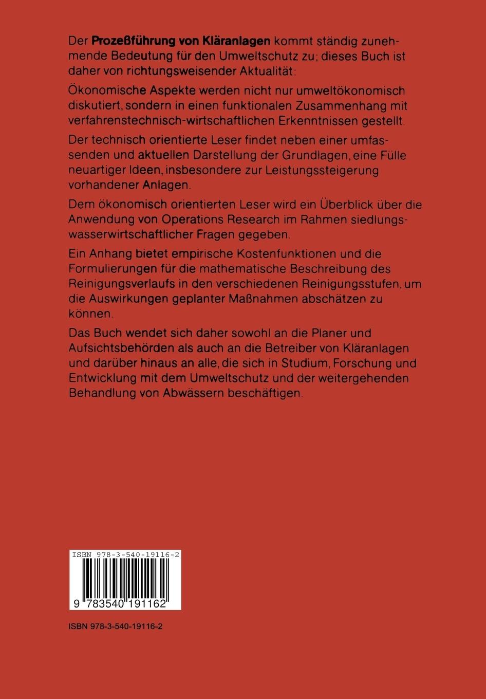 Rückseitencover Prozeßführung von Kläranlagen