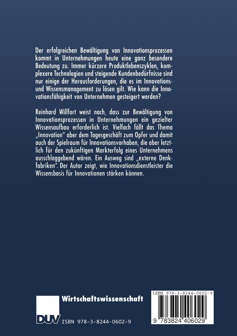 Rückseitencover Wissensmanagement mit Innovationsdienstleistungen