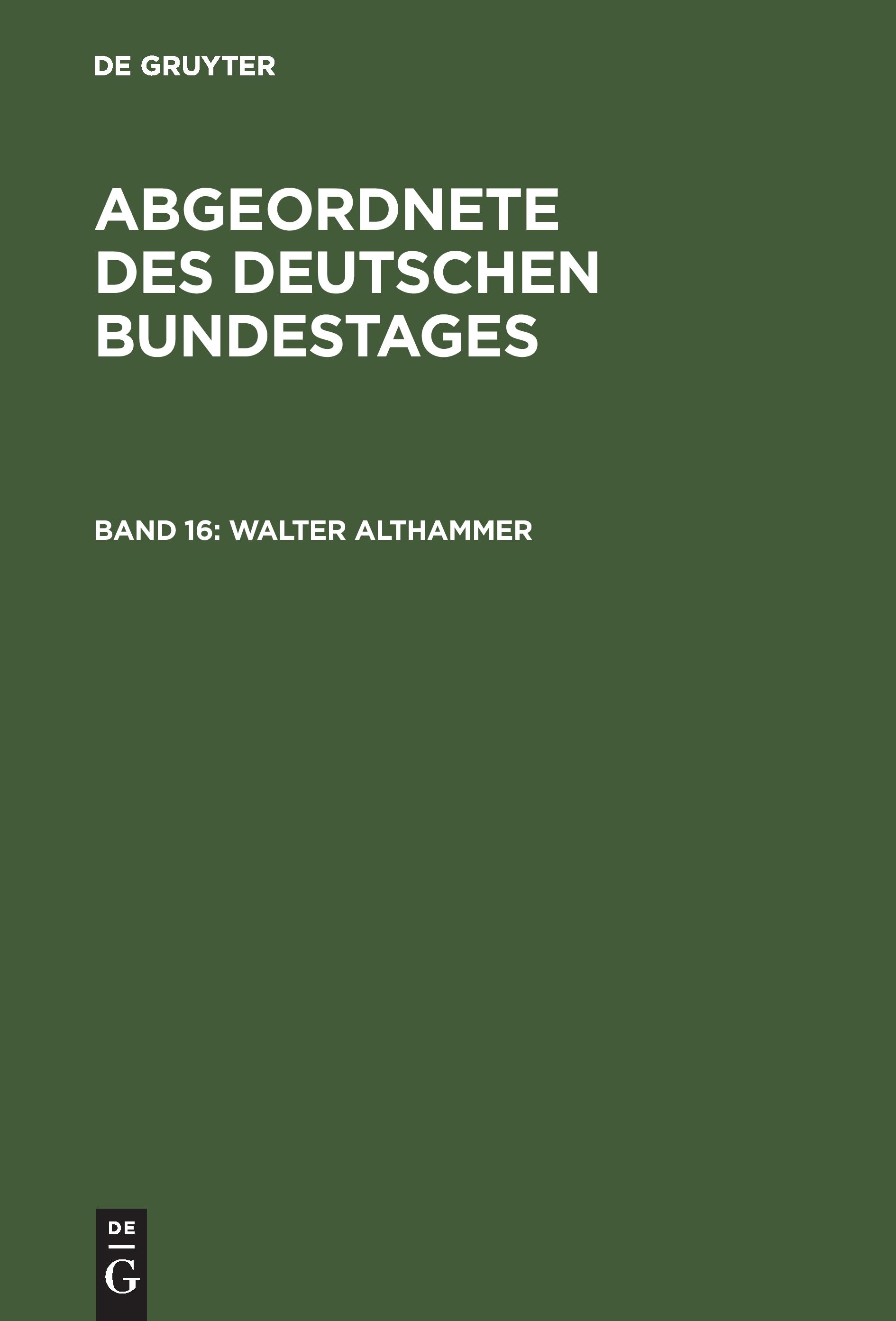 Vorderes Coverbild Walter Althammer