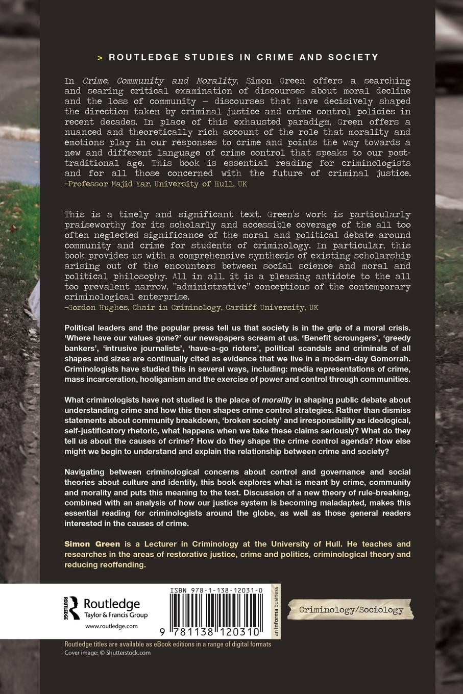 Rückseitencover Crime, Community and Morality