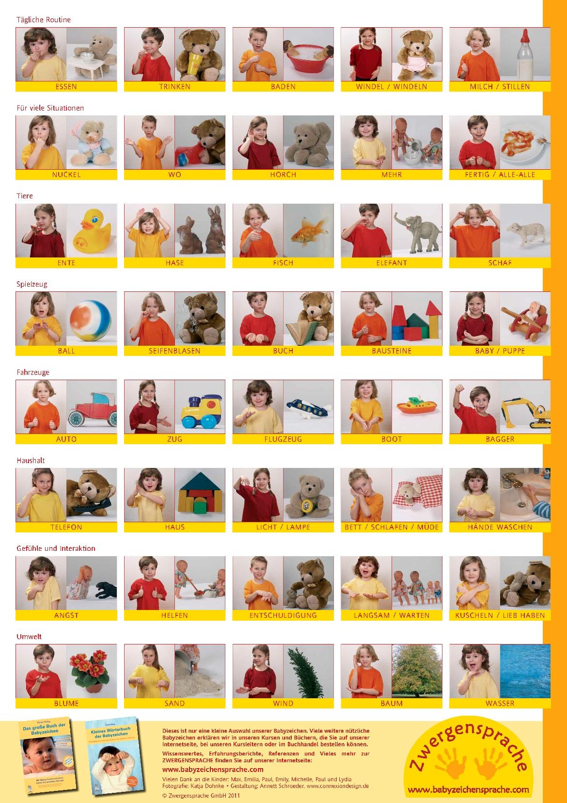 Vorderes Coverbild Babyzeichen-Plakat: Wichtigste Starterzeichen