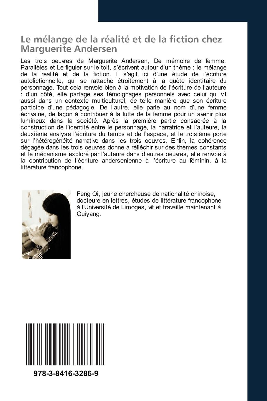 Rückseitencover Le mélange de la réalité et de la fiction chez Marguerite Andersen