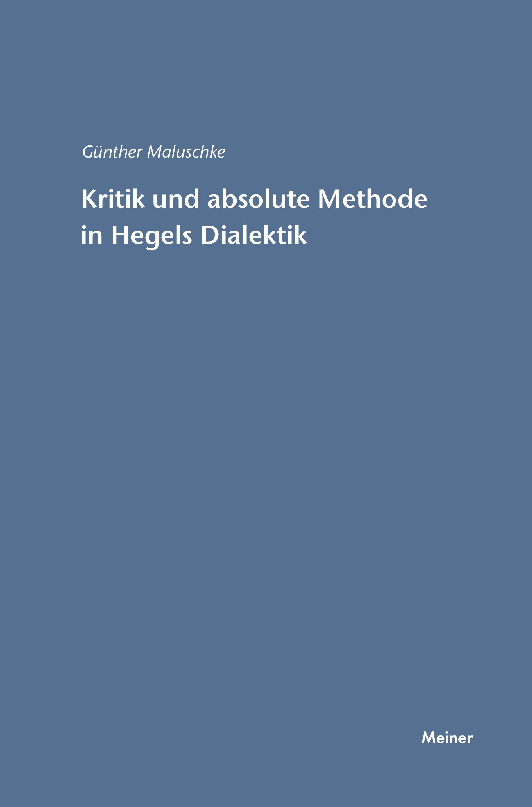 Vorderes Coverbild Kritik und absolute Methode in Hegels Dialektik
