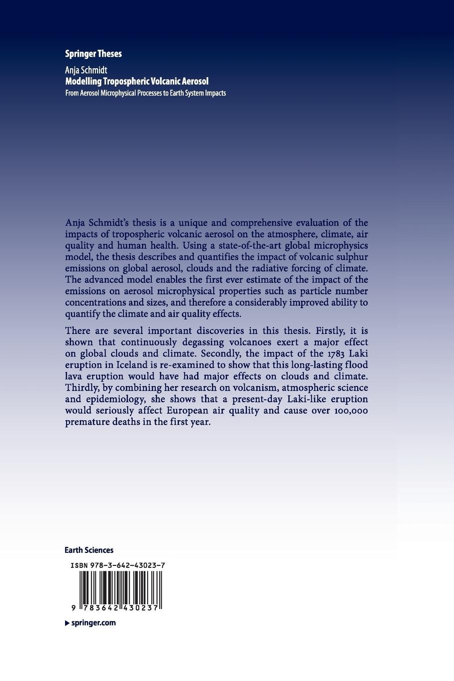 Rückseitencover Modelling Tropospheric Volcanic Aerosol