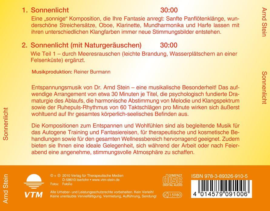 Rückseitencover Sonnenlicht. CD