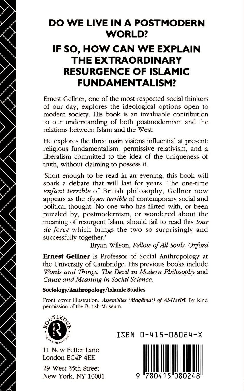 Rückseitencover Postmodernism, Reason and Religion