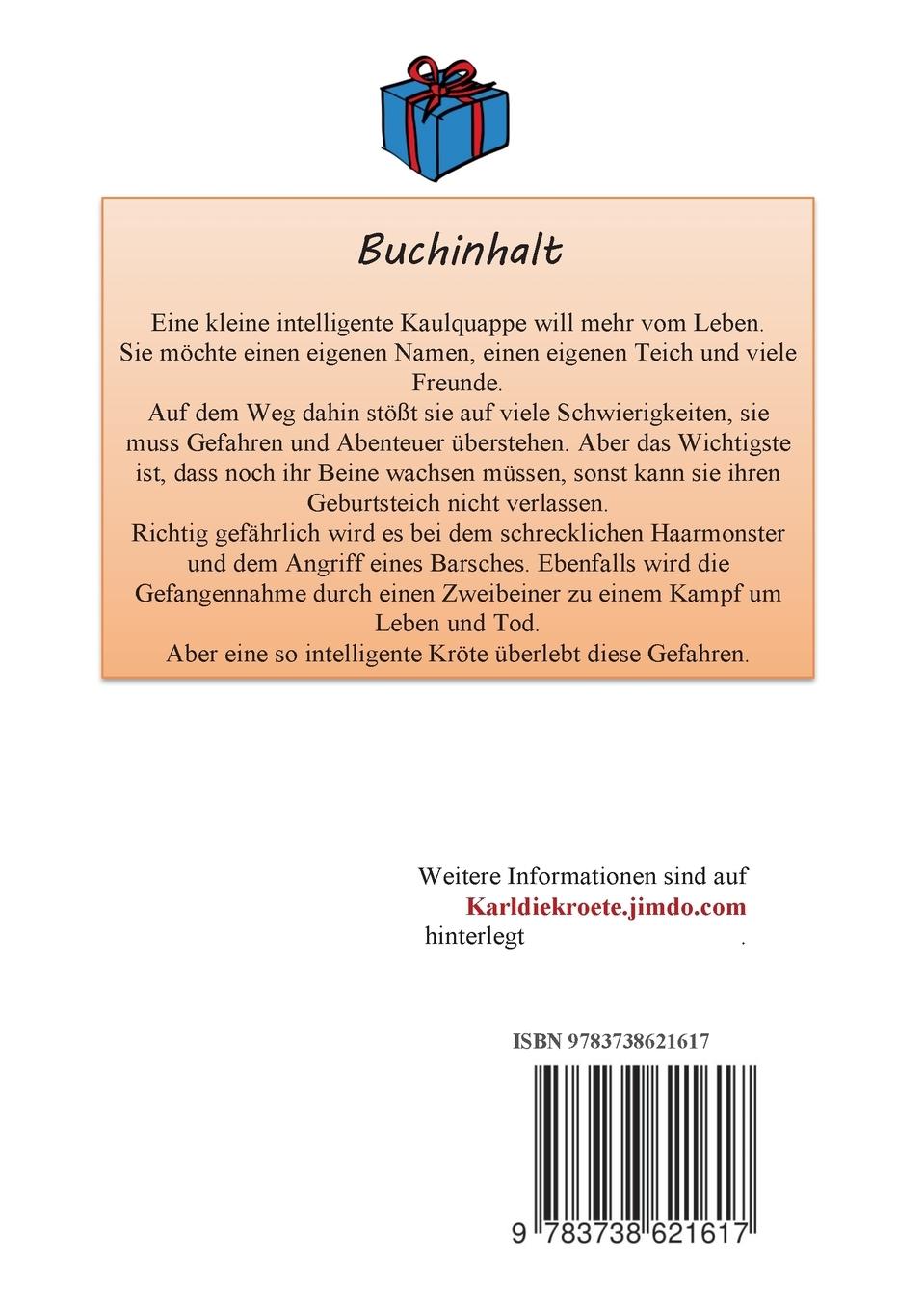 Rückseitencover Karl - Eine Kröte geht ihren Weg Teil 1 Neuauflage