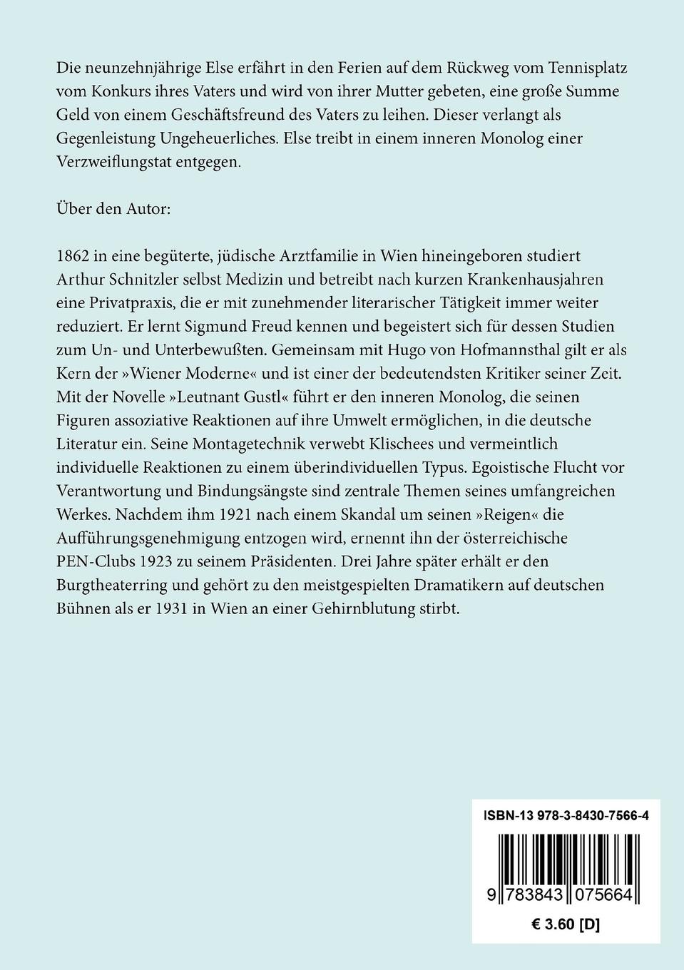 Rückseitencover Fräulein Else