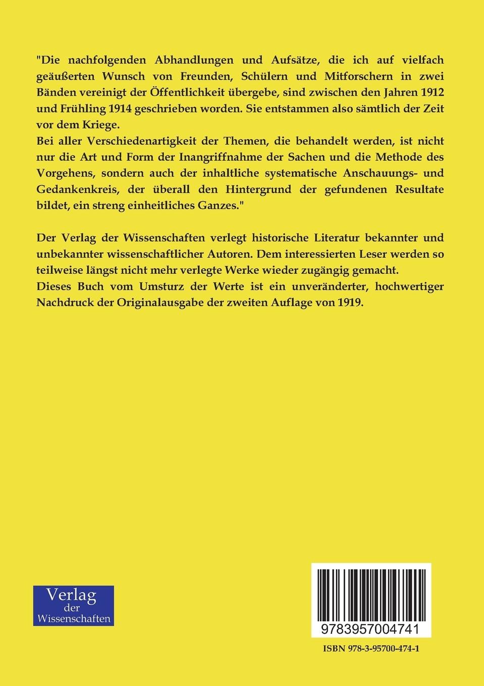 Rückseitencover Vom Umsturz der Werte