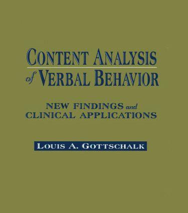 Vorderes Coverbild Content Analysis of Verbal Behavior