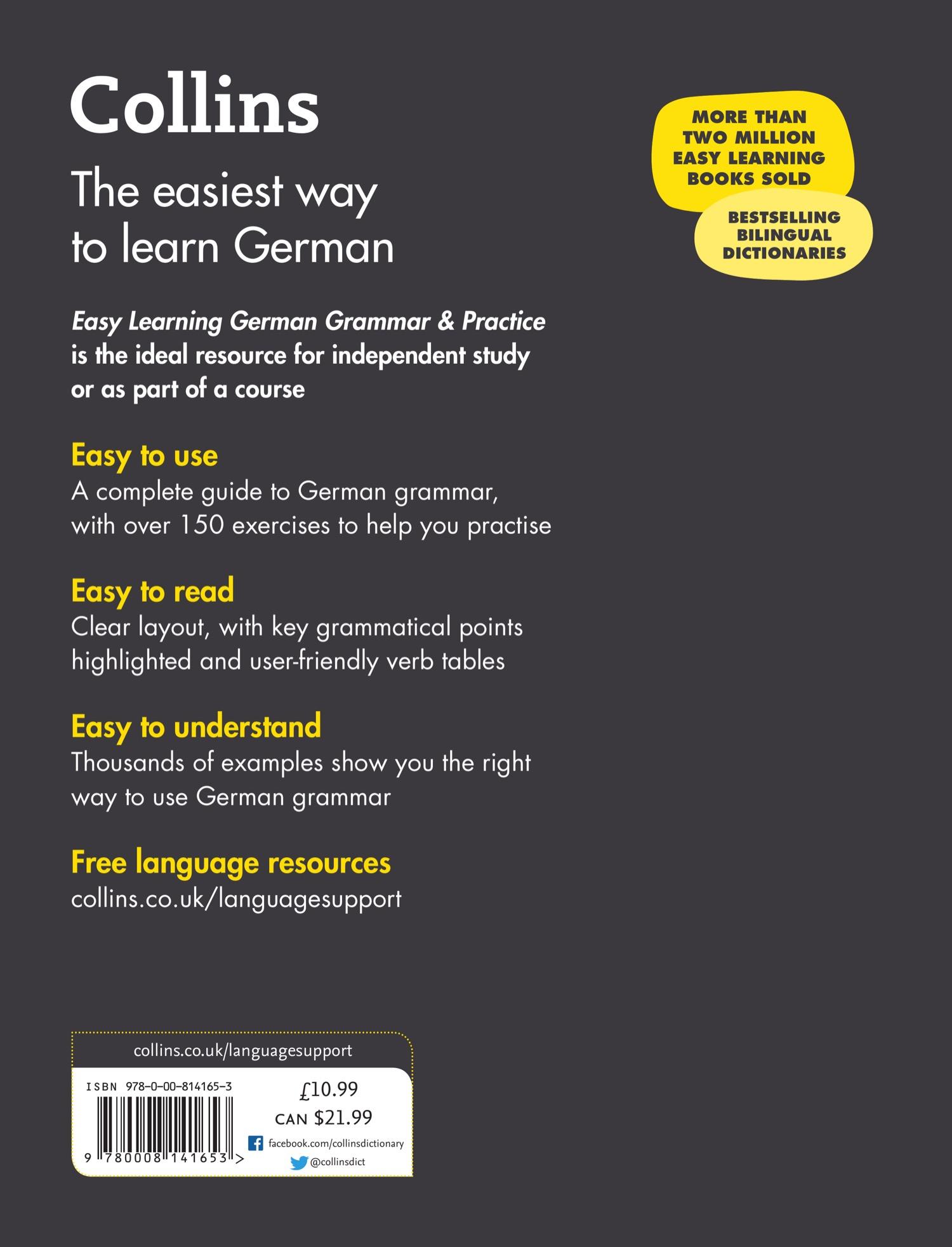 Rückseitencover Collins Easy Learning German - Easy Learning German Grammar and Practice