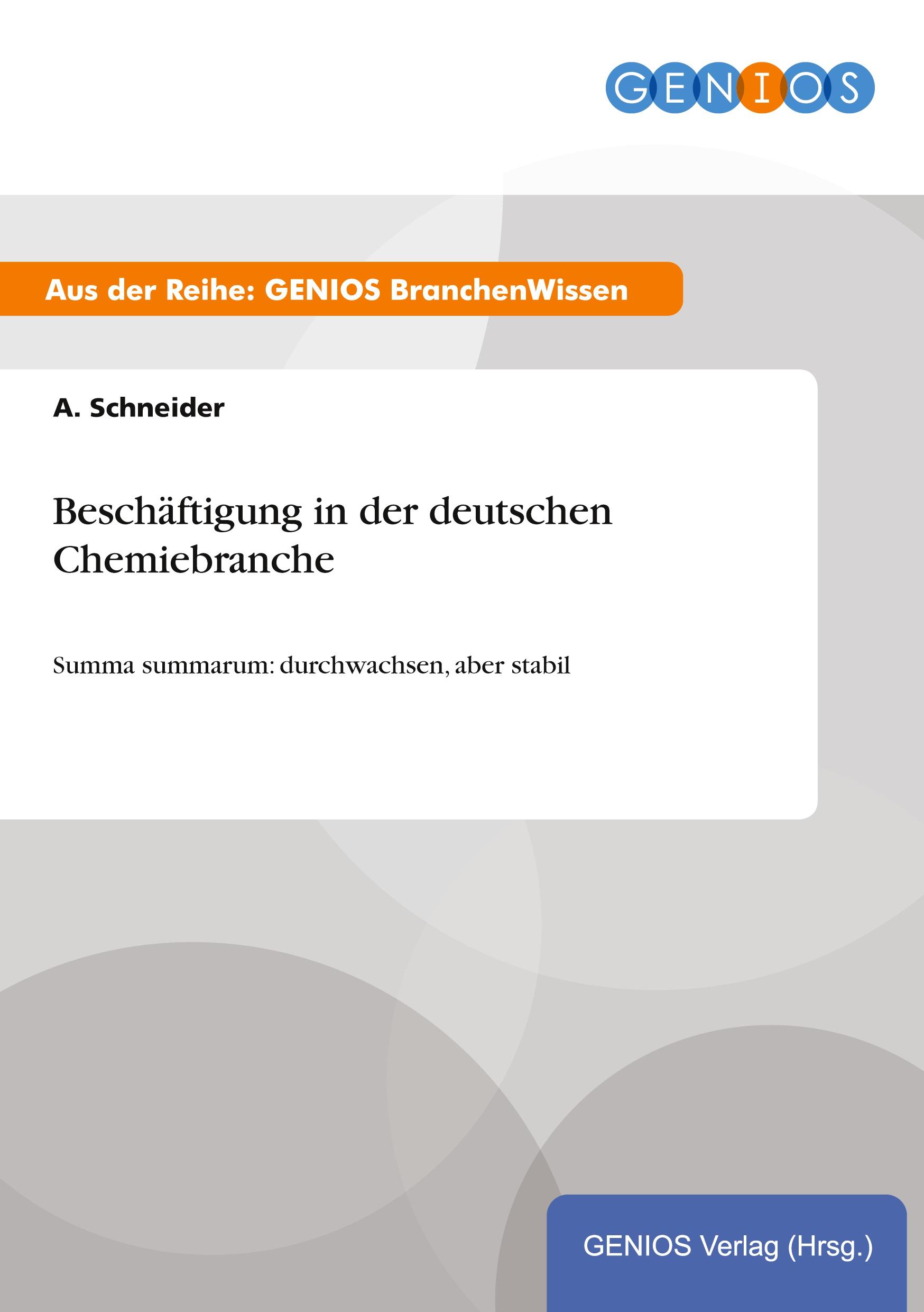 Vorderes Coverbild Beschäftigung in der deutschen Chemiebranche