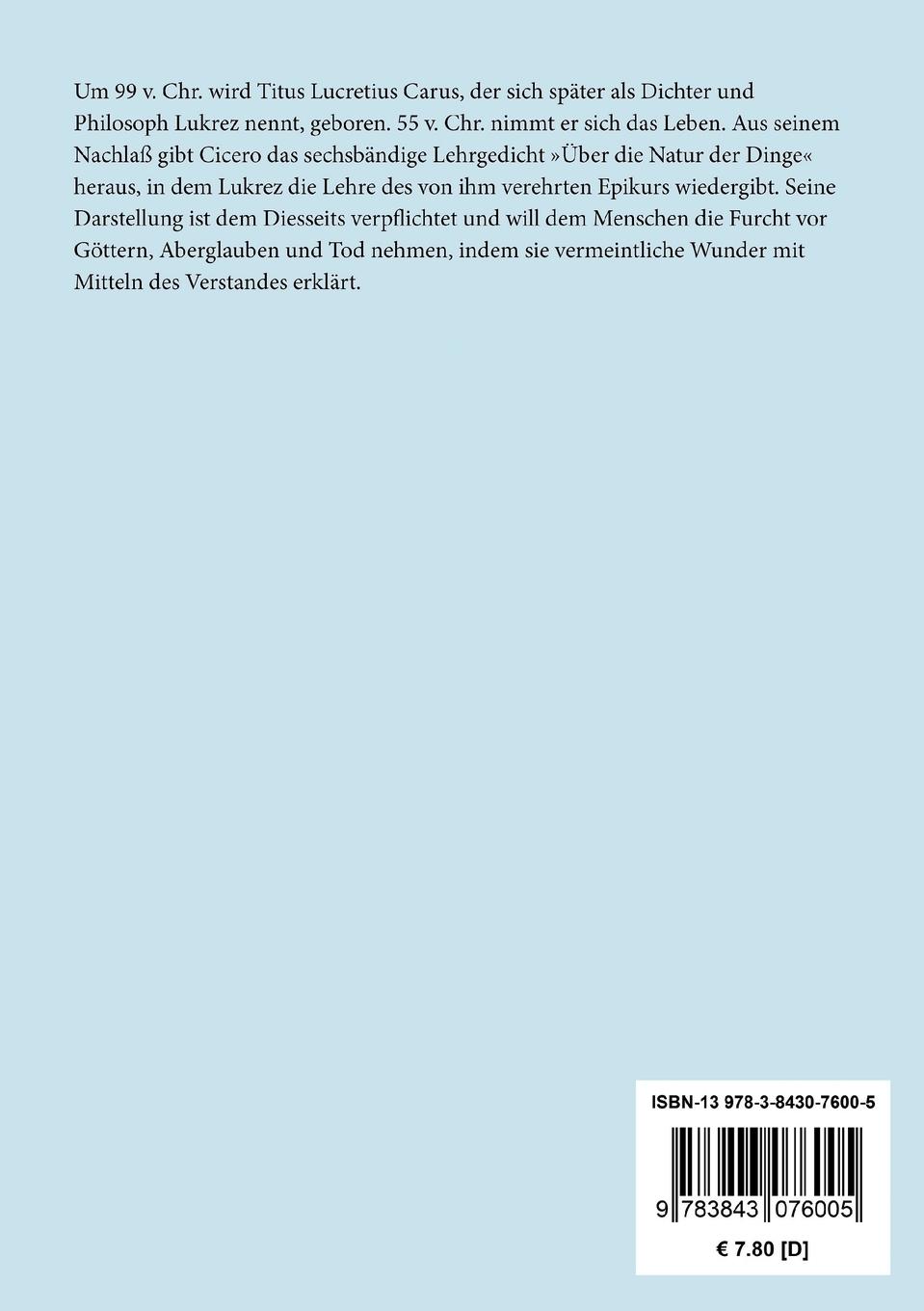 Rückseitencover Über die Natur der Dinge