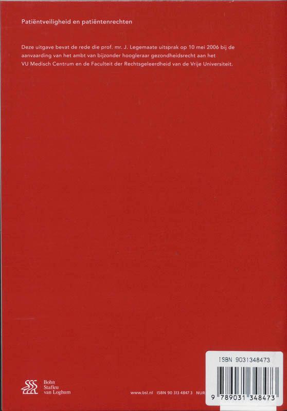 Rückseitencover Patiëntveiligheid En Patiëntenrechten