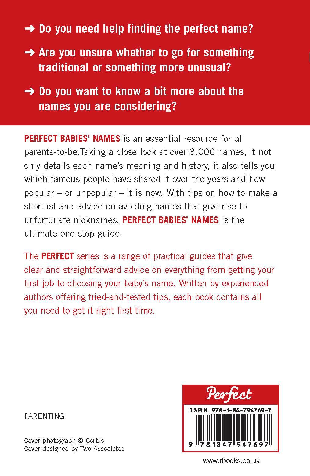 Rückseitencover Perfect Babies' Names