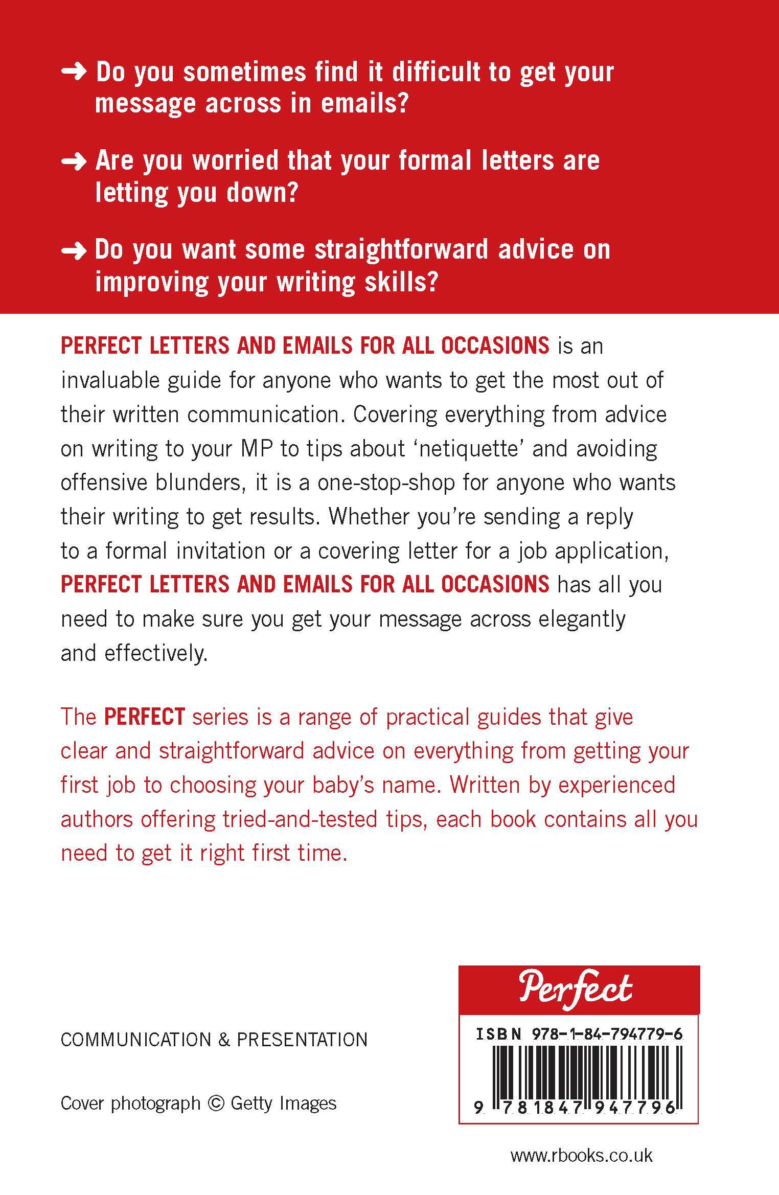 Rückseitencover Perfect Letters and Emails for All Occas