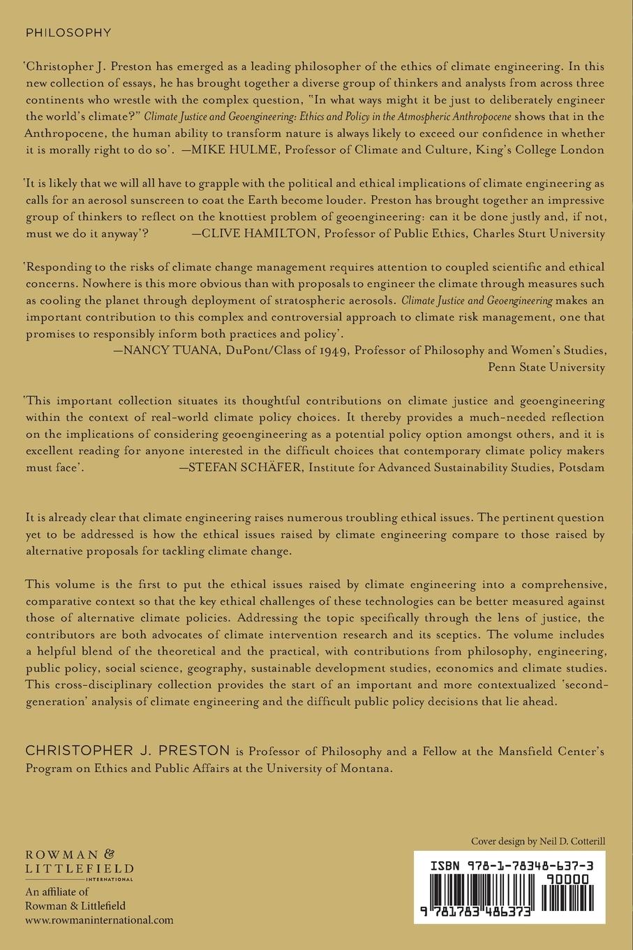Rückseitencover Climate Justice and Geoengineering