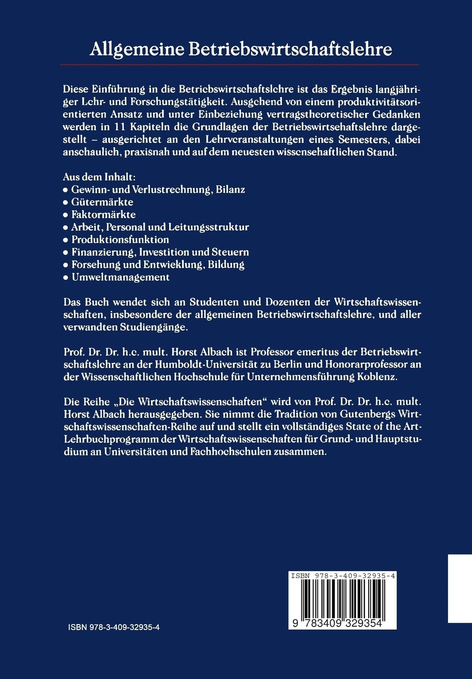Rückseitencover Allgemeine Betriebswirtschaftslehre