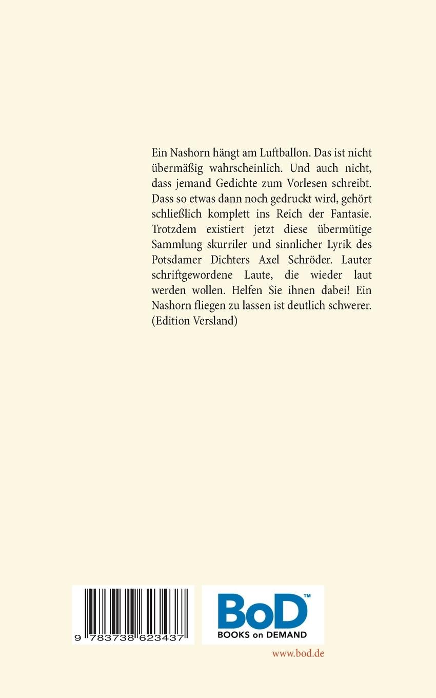 Rückseitencover Ein Nashorn hängt am Luftballon