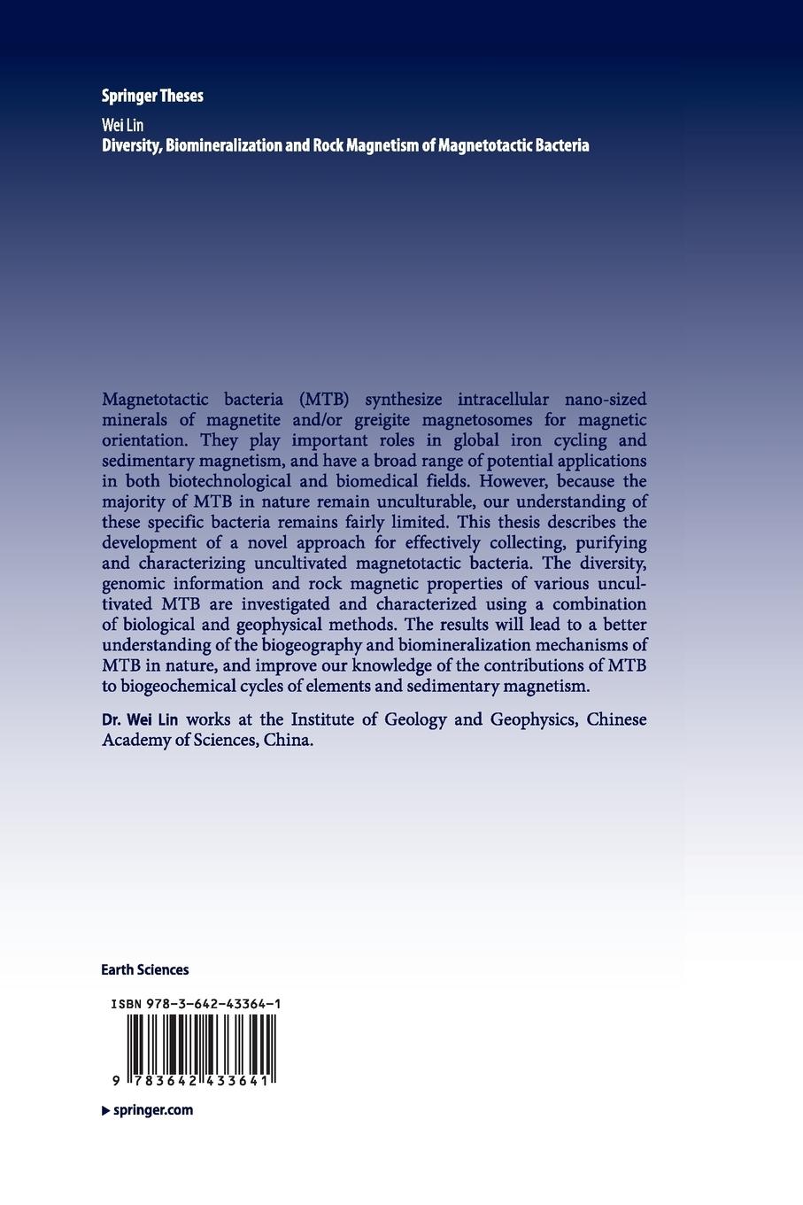 Rückseitencover Diversity, Biomineralization and Rock Magnetism of Magnetotactic Bacteria